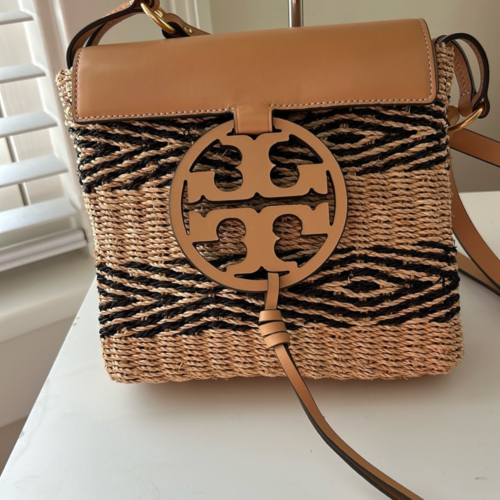 Tory Burch Miller Raffia/Leather Crossbody